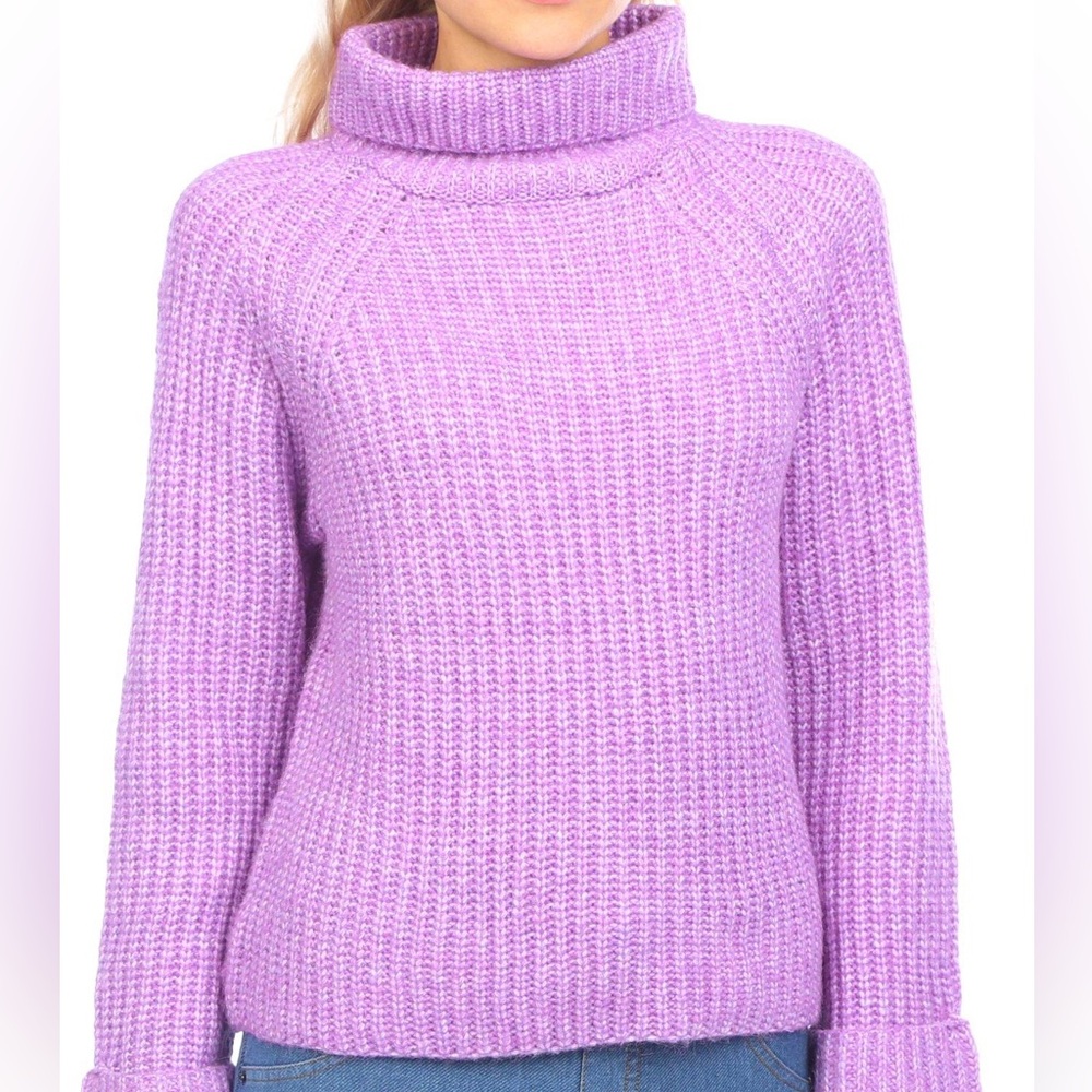 No Comment Lavender Turtleneck Sweater Cropped Soft Knit Junior Large NWT